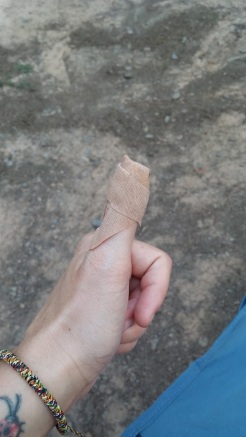 Cut finger wrapped up
